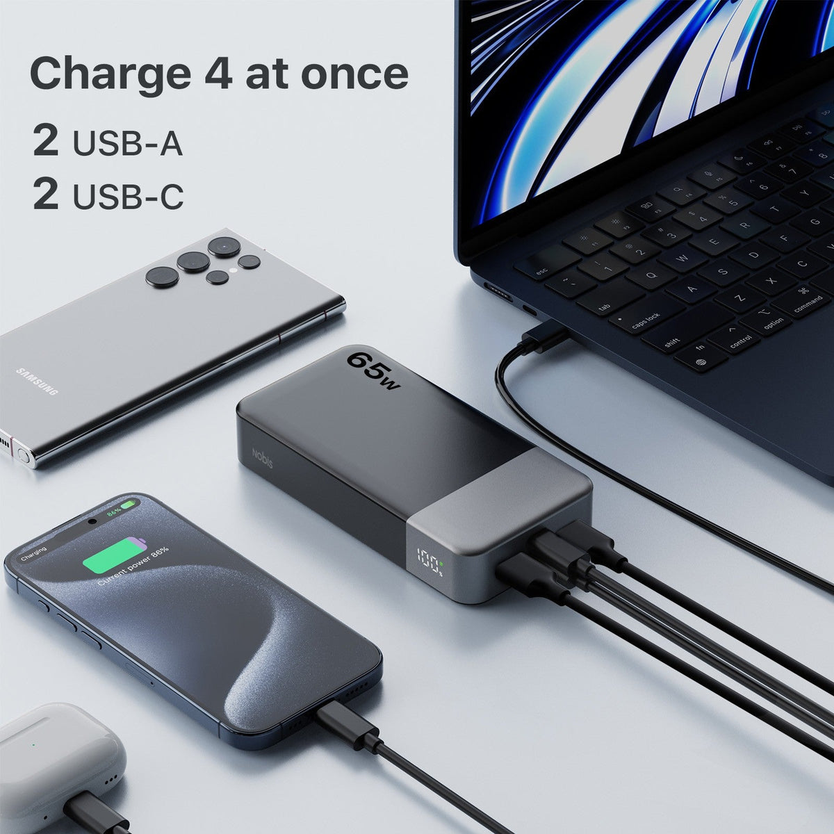 65W Fast-Charging 20000mAh Portable Power Bank